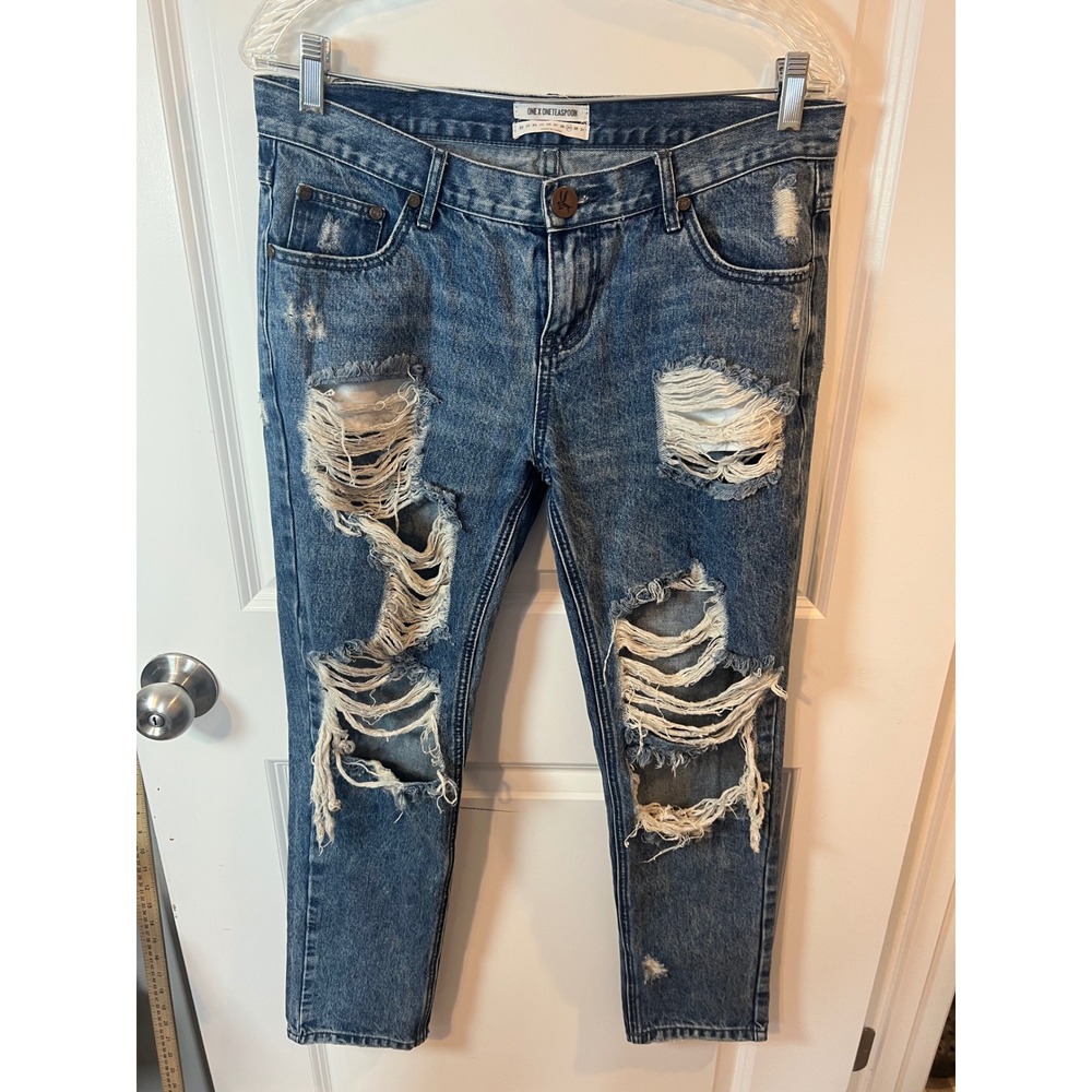One Teaspoon Womens Jeans Heavy Distressed Blue 29